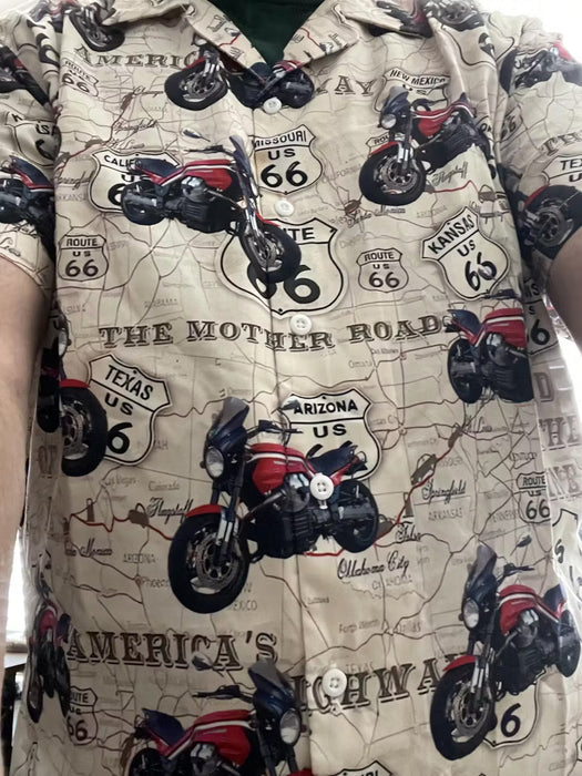 Personalized Photo Upload Route 66 Hawaiian Shirt, Custom Vehicle Photo Men's Hawaiian Shirt