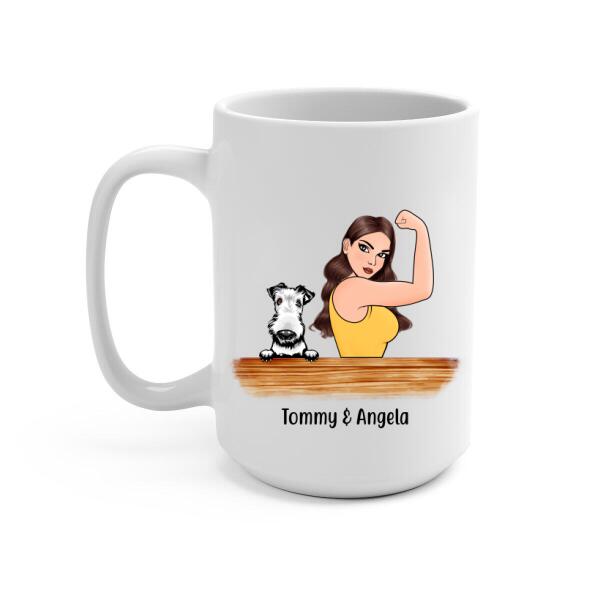 Personalized Mug, Strong Woman Rocking The Dog Mom Life Custom Gift For Dog Mother