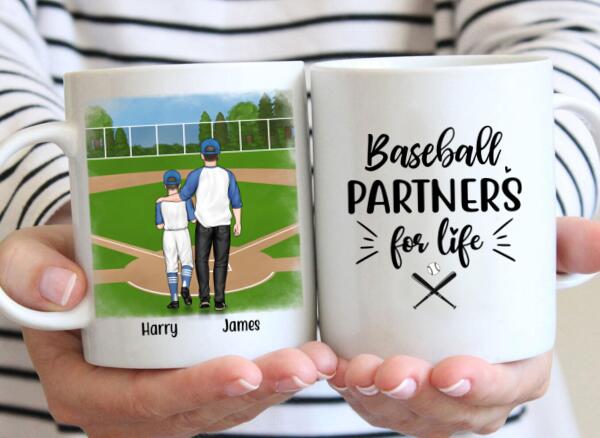 Personalized Mug, Baseball Partners for Life, Custom Gift for Father's Day and Baseball Lover