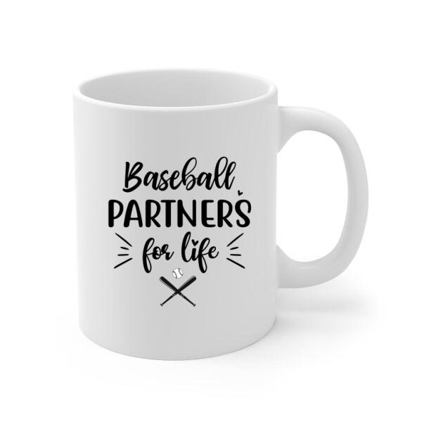 Personalized Mug, Baseball Partners for Life, Custom Gift for Father's Day and Baseball Lover