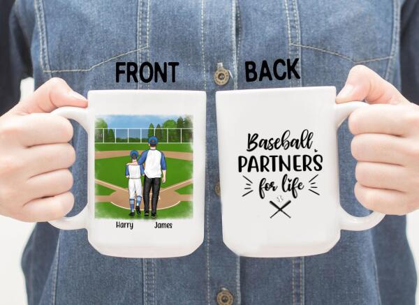 Personalized Mug, Baseball Partners for Life, Custom Gift for Father's Day and Baseball Lover