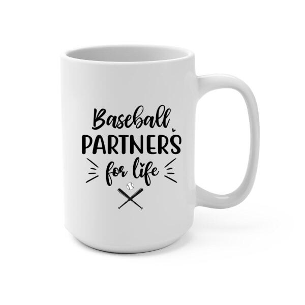 Personalized Mug, Baseball Partners for Life, Custom Gift for Father's Day and Baseball Lover