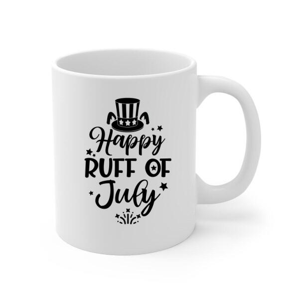 Personalized Mug, Cute Dog And Cat Peeking For 4th Of July, Custom Gift For Dog Lovers, Cat Lovers