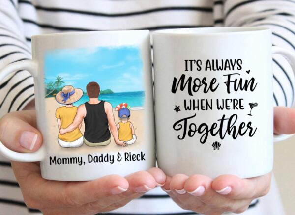 Personalized Mug, Family On The Beach Parent And Kids, Custom Gift For Summer And Family Lovers