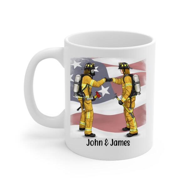 Personalized Mug, Firefighter Partners For Couple, Friends And Family, Custom Gift For Firefighters