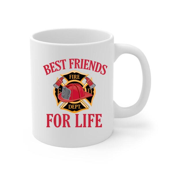 Personalized Mug, Firefighter Partners For Couple, Friends And Family, Custom Gift For Firefighters