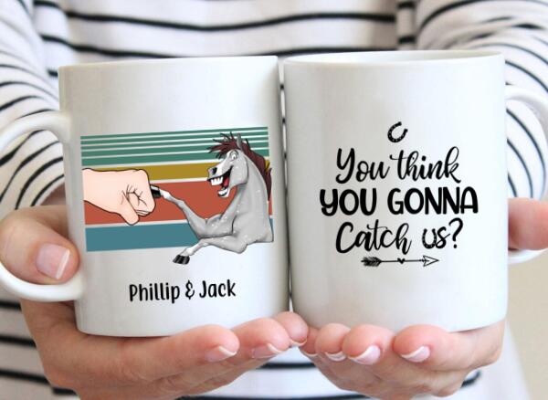 Personalized Mug, Funny Horse Punching Hand With Hooman Custom Gift For Horse Lovers