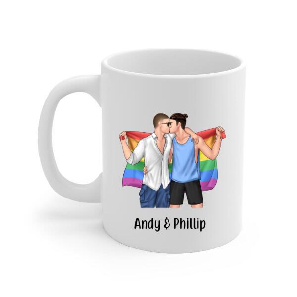 Personalized Mug, LGBT Couple Kissing Custom Gift For Pride Month