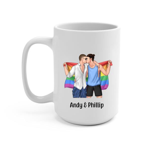 Personalized Mug, LGBT Couple Kissing Custom Gift For Pride Month