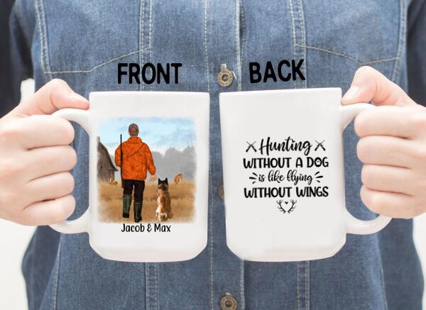 Personalized Mug, Man Hunting With Dogs, Gift for Hunters & Dog Lovers