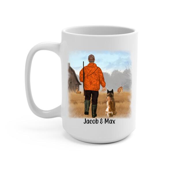 Personalized Mug, Man Hunting With Dogs, Gift for Hunters & Dog Lovers