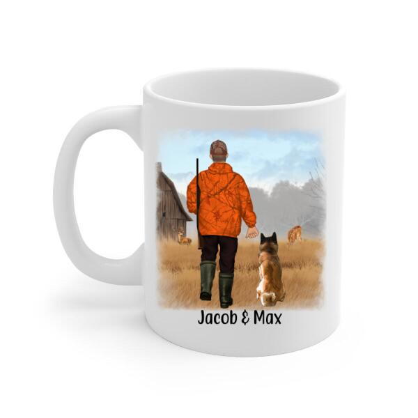 Personalized Mug, Man Hunting With Dogs, Gift for Hunters & Dog Lovers