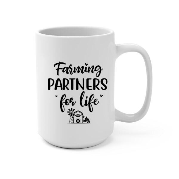 Personalized Mug, Farming Couple And Kids - Up To 3 Kids, Gift For Farmers