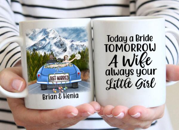 Personalized Mug, Just Married Couple Driving, Gift For Couples