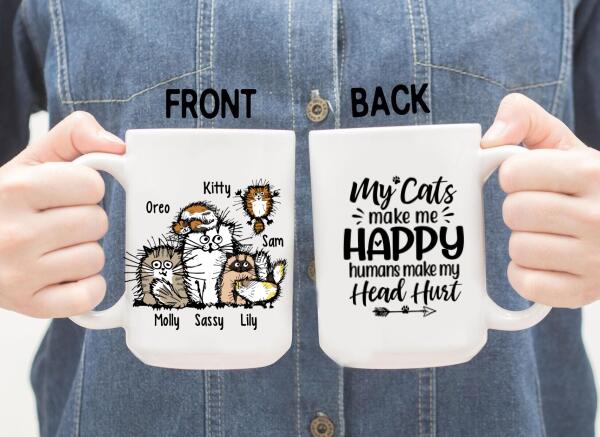 Personalized Mug, Funny Cat - Up To 6 Cats, Gift For Cat Lovers