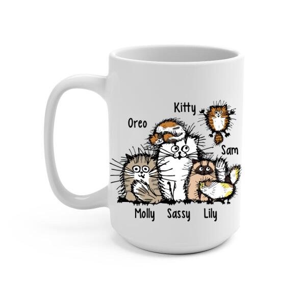 Personalized Mug, Funny Cat - Up To 6 Cats, Gift For Cat Lovers