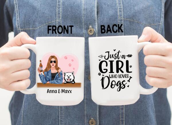 Personalized Mug, A Girl With Her Dogs, Gift For Dog Lovers