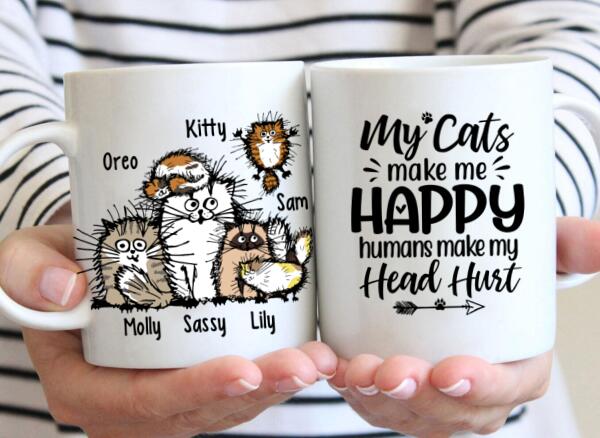 Personalized Mug, Funny Cat - Up To 6 Cats, Gift For Cat Lovers