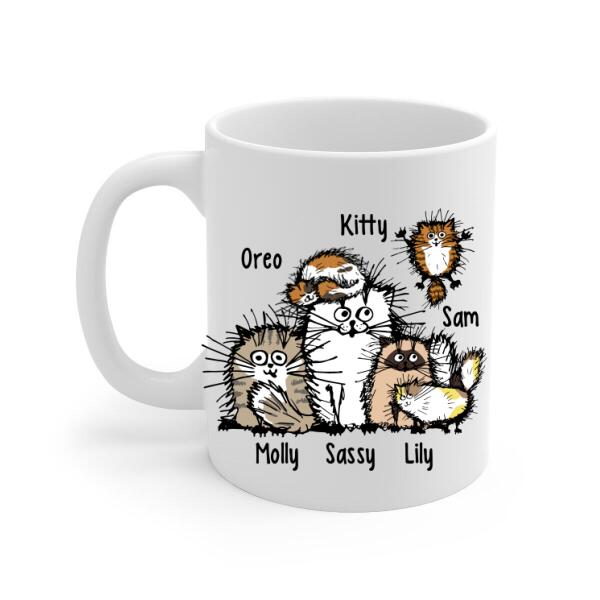 Personalized Mug, Funny Cat - Up To 6 Cats, Gift For Cat Lovers