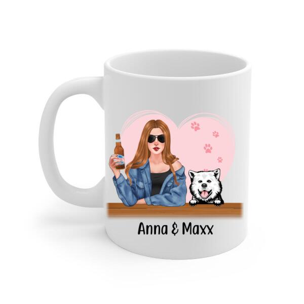 Personalized Mug, A Girl With Her Dogs, Gift For Dog Lovers