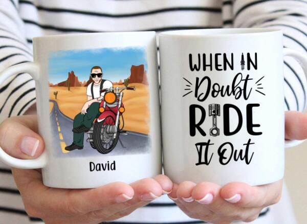 Personalized Mug, Old Man Biker Sitting Custom Gift For Motorcycle Lovers