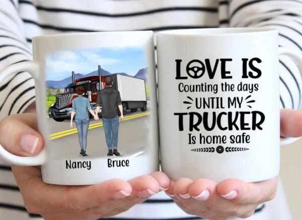 Personalized Mug, Couple With Truck, Custom Gift For Trucker Lovers