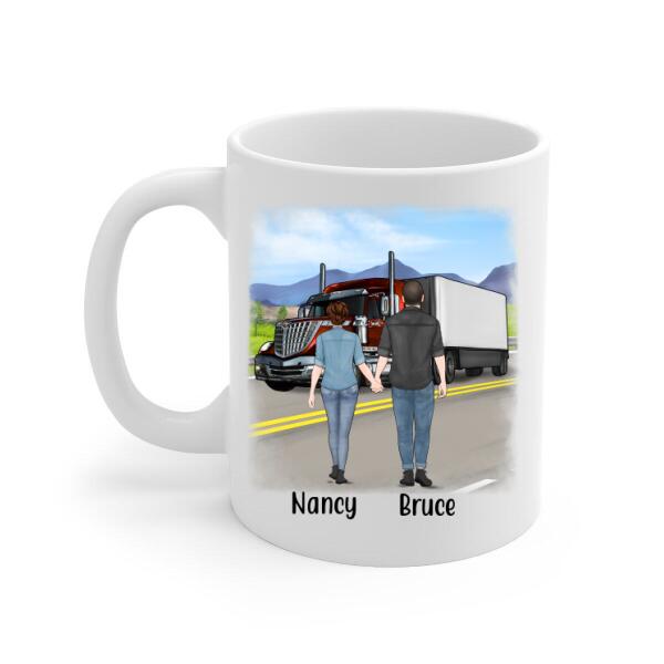 Personalized Mug, Couple With Truck, Custom Gift For Trucker Lovers