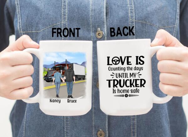 Personalized Mug, Couple With Truck, Custom Gift For Trucker Lovers