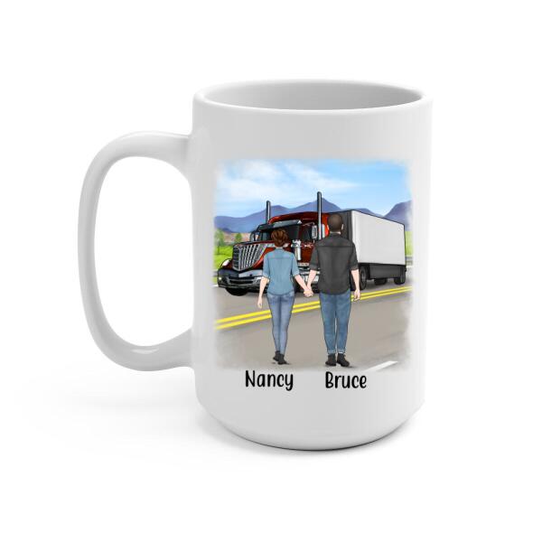 Personalized Mug, Couple With Truck, Custom Gift For Trucker Lovers