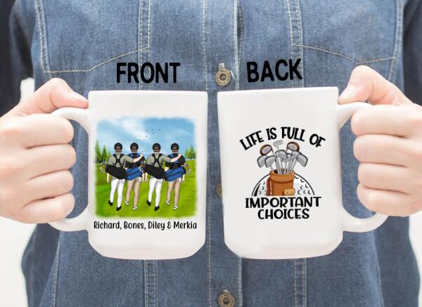 Personalized Mug, Four Men Golf Partners, Custom Gift For Golf Lovers