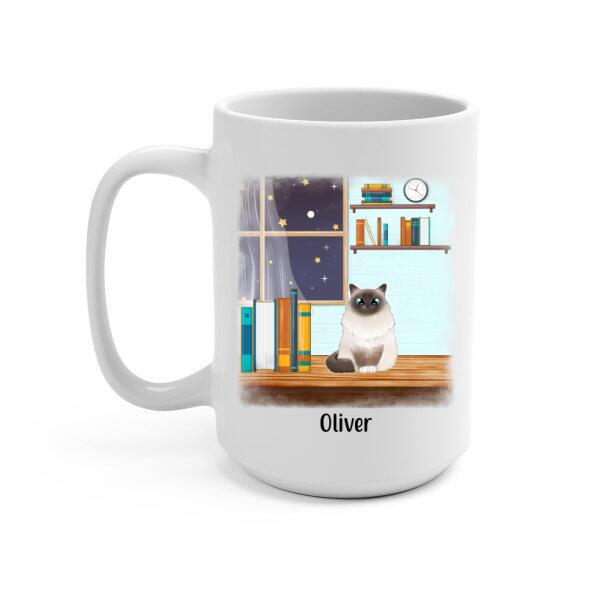 Easily Distracted by Cats and Books - Personalized Gifts Custom Book Mug for Cat Mom, Book Lovers