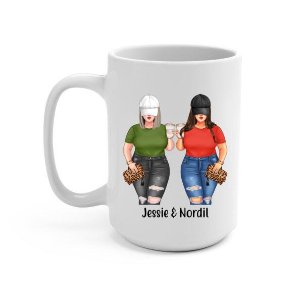 Personalized Mug, Chubby Sisters Drink Together, Gift For Sisters And Friends