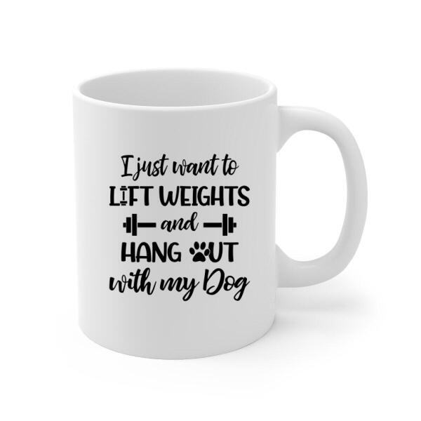 Personalized Mug, Girl Lifting Weight with Dogs, Gift for Fitness & Dog Lovers