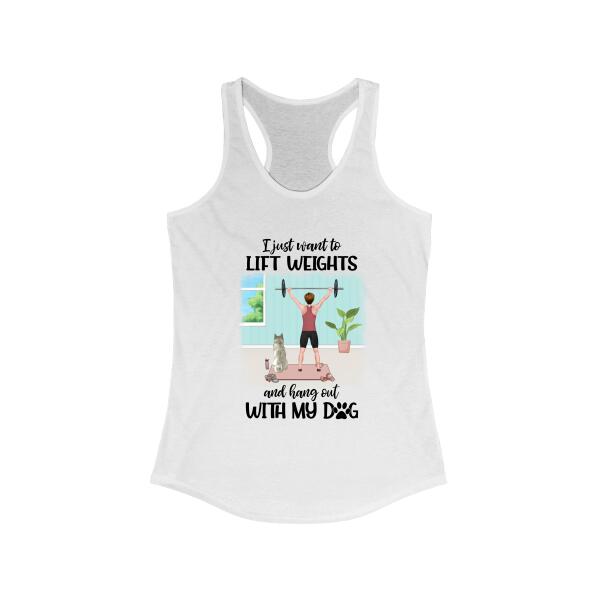 Personalized T-shirt, Woman Lifting Weights With Dogs, Gift for Dogs Lovers, Fitness Lovers