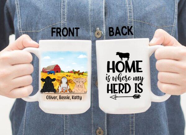 Personalized Mug, Cow Peeking On Farm, Gift For Farmers, Cow Lovers