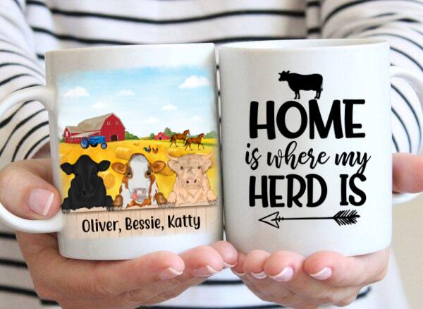 Personalized Mug, Cow Peeking On Farm, Gift For Farmers, Cow Lovers