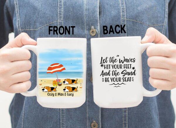 Personalized Mug, Dogs On Beach, Beach Gift, Gift for Summer, Beach Lovers, Dog Lovers