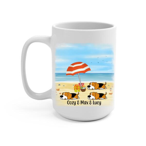 Personalized Mug, Dogs On Beach, Beach Gift, Gift for Summer, Beach Lovers, Dog Lovers