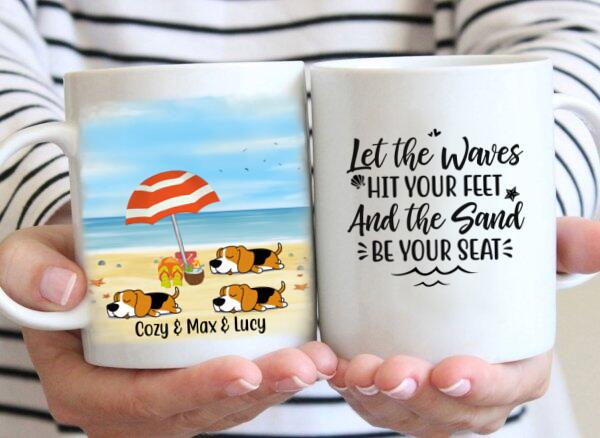 Personalized Mug, Dogs On Beach, Beach Gift, Gift for Summer, Beach Lovers, Dog Lovers