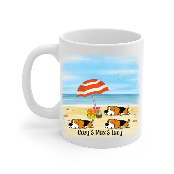 Personalized Mug, Dogs On Beach, Beach Gift, Gift for Summer, Beach Lovers, Dog Lovers