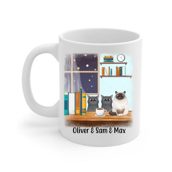 All I Need Is My Cat, Coffee, and Good Books - Personalized Gifts Custom Coffee Mug for Cat Mom, Coffee Lovers