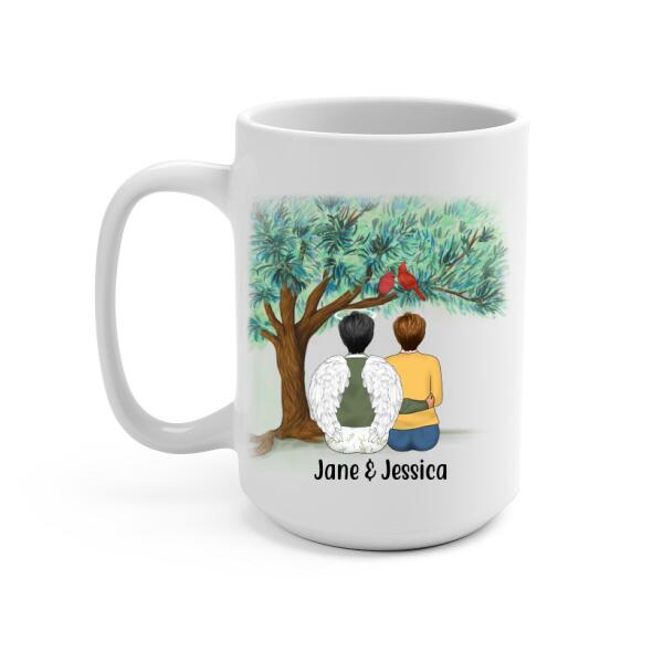 A Mom's Hug Lasts Long After She Lets Go - Personalized Gifts Custom Memorial Mug for Mom, Memorial Gifts