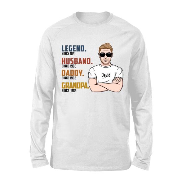 Legend Husband Dad Papa - Personalized Gifts Custom Shirt for Grandpa for Dad