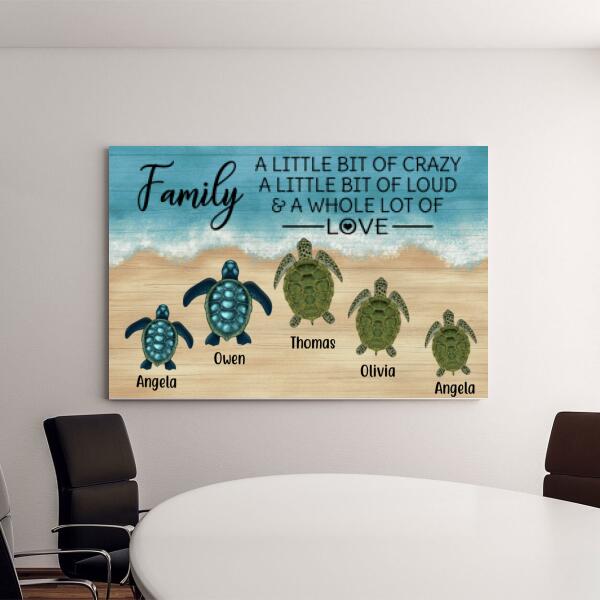 Personalized Canvas, Turtle Family On The Sea, Gifts For Sea Turtle Lovers