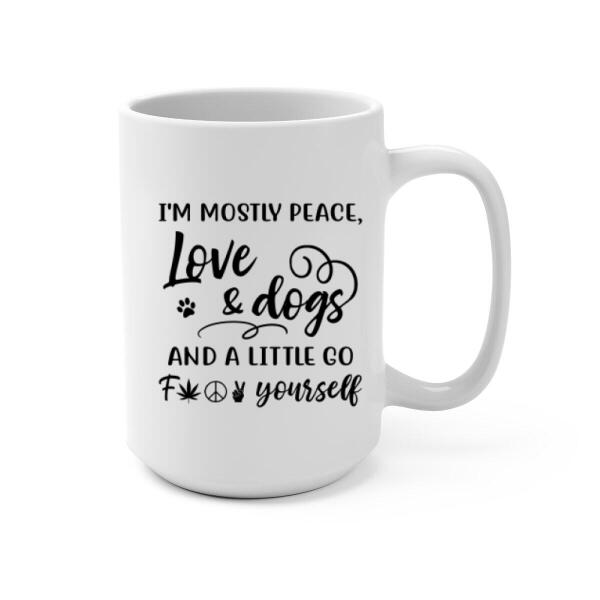 Personalized Mug, Hippie Girl and Dogs Custom Gift For Dog and Hippie Lovers