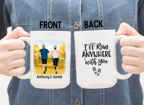 Personalized Mug, Running Couple, I'll Run Anywhere With You, Gifts For Runners