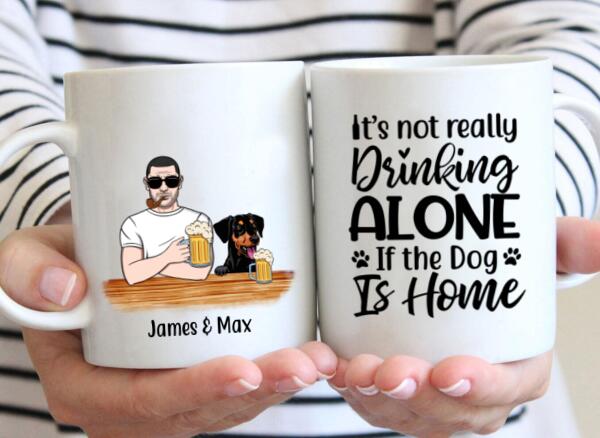 Personalized Mug, Beer Man And Dogs, Custom Gift For Father's Day And Dog Lovers