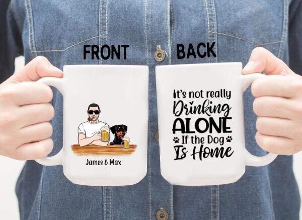 Personalized Mug, Beer Man And Dogs, Custom Gift For Father's Day And Dog Lovers