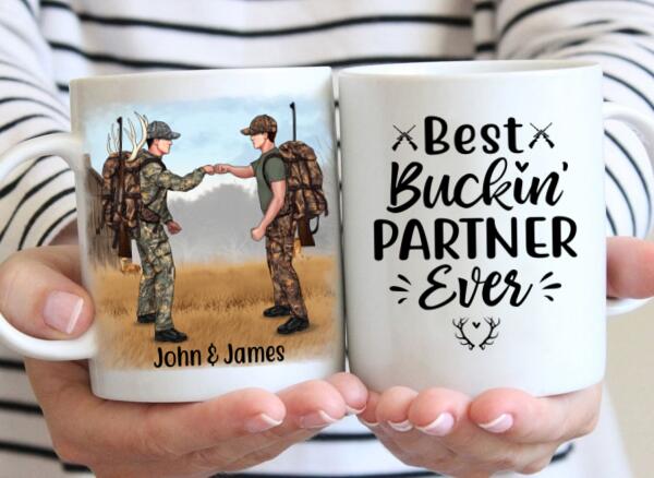 Personalized Mug, Best Buckin' Partner Ever - Hunting Gift For Couple And Friends, Gift For Hunters