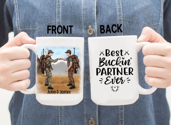 Personalized Mug, Best Buckin' Partner Ever - Hunting Gift For Couple And Friends, Gift For Hunters